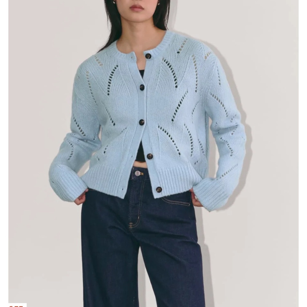 EVERLANE MWT THE POINTELLE CARDIGAN IN CLOUD- pit to pit 19 (mix25